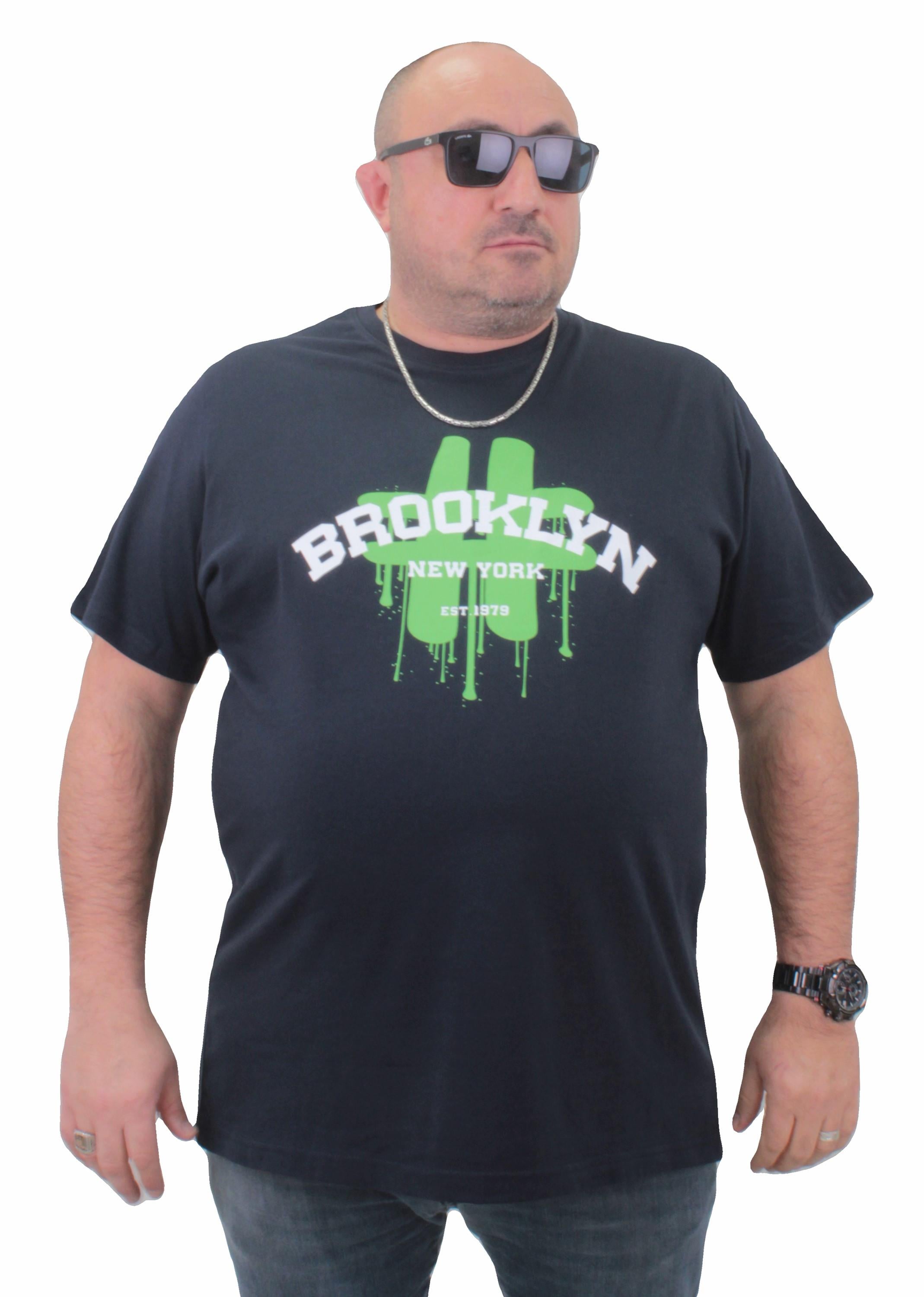 Mocgrande Erkek Büyük Beden Sıfır Yaka Tişört Brooklyn 23175 LACIVERT