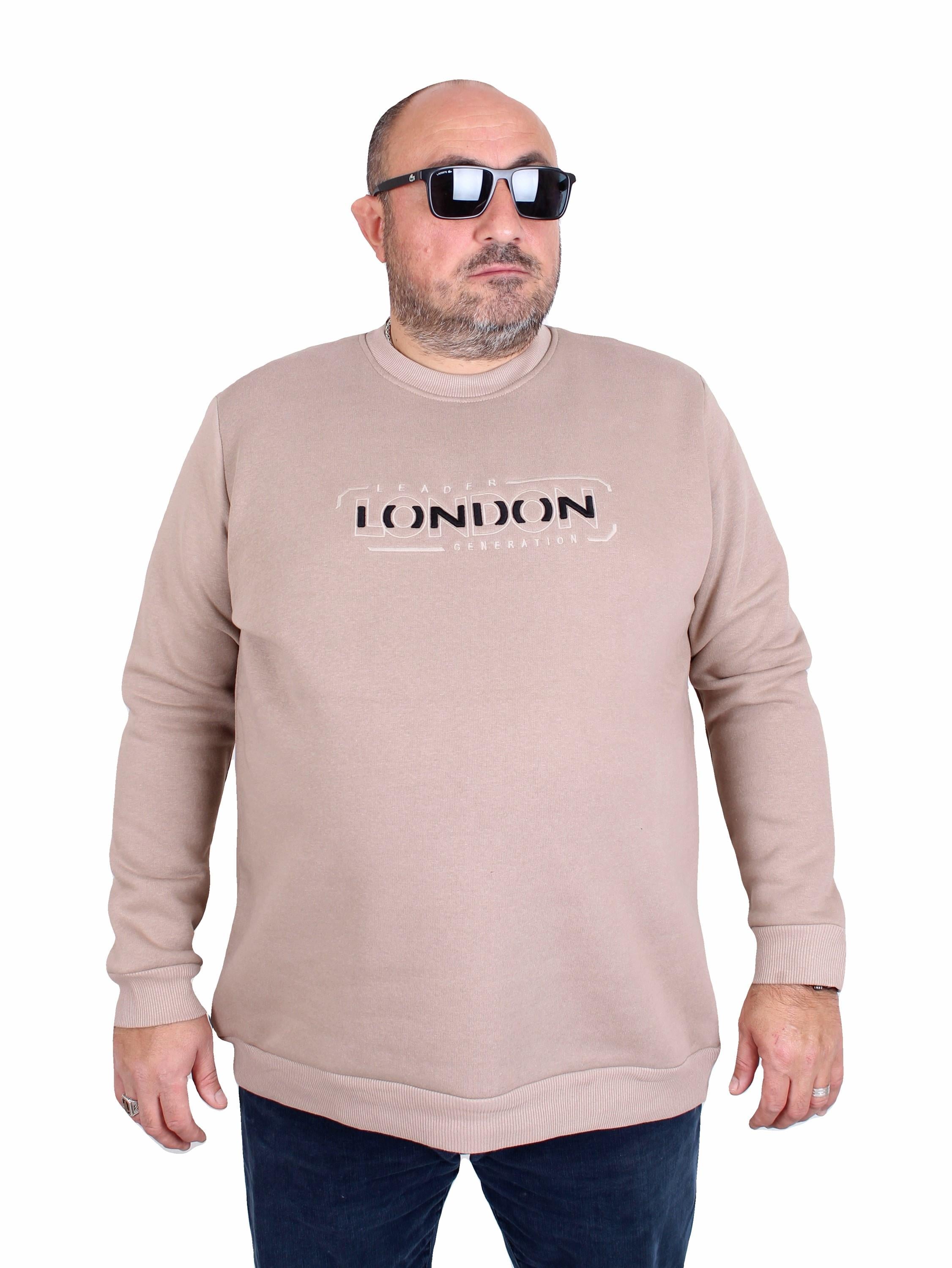 Mocgrande Erkek Büyük Beden Sıfır Yaka 3ip Sweat London 24208 CAMEL