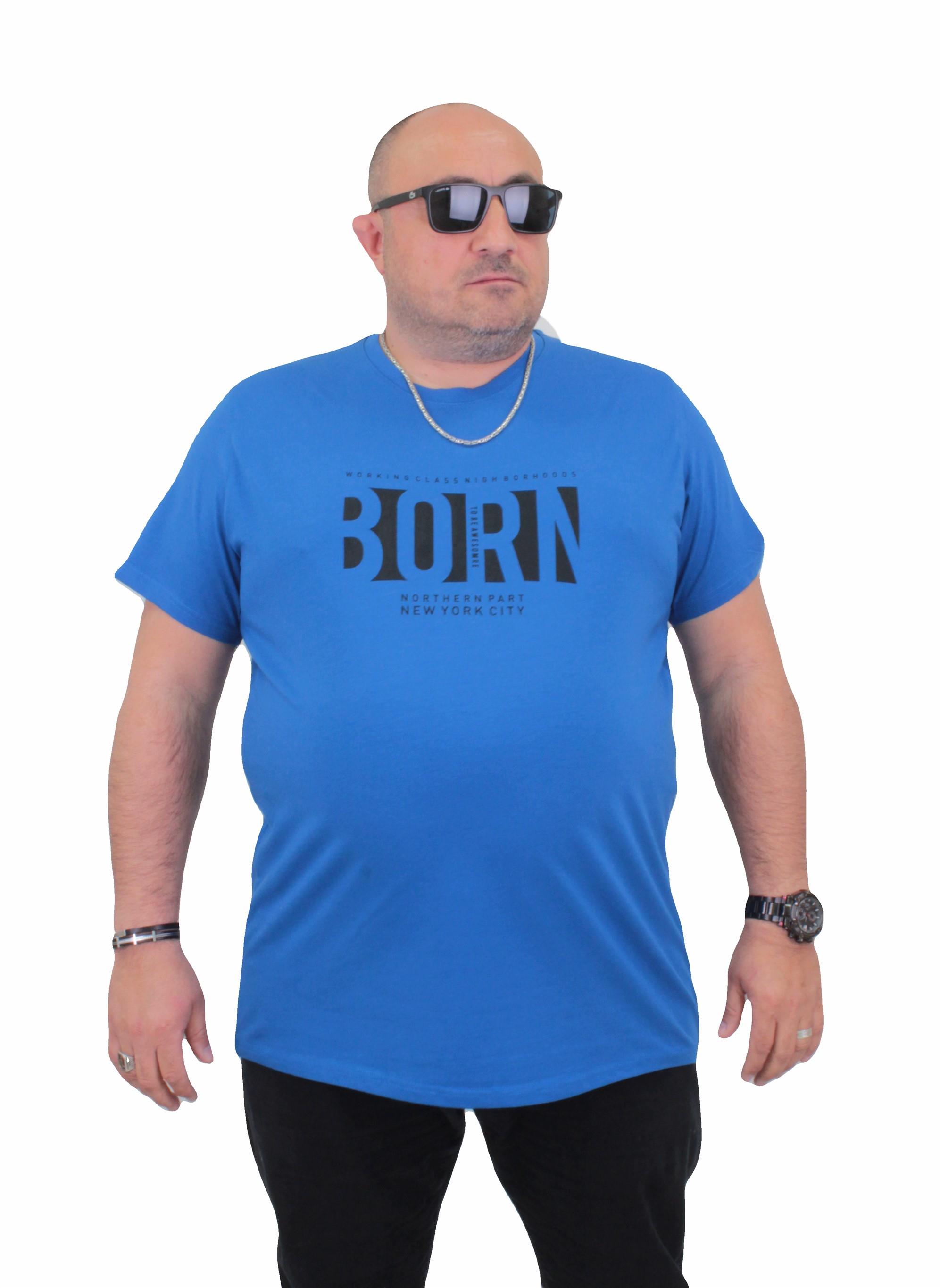 Mocgrande Erkek Büyük Beden Sıfır Yaka Tişört Born 24143 SAKS