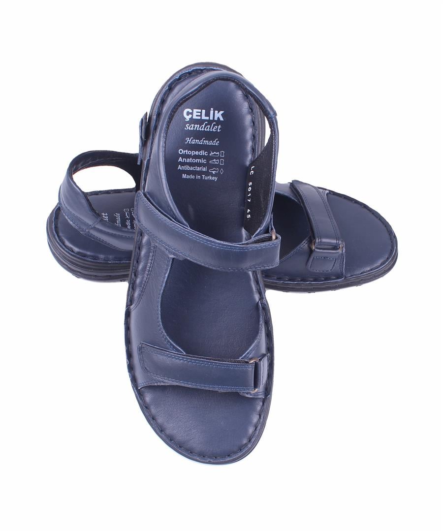Mocgrande Erkek Hakiki Deri Comfort Sandalet 15120 LACIVERT