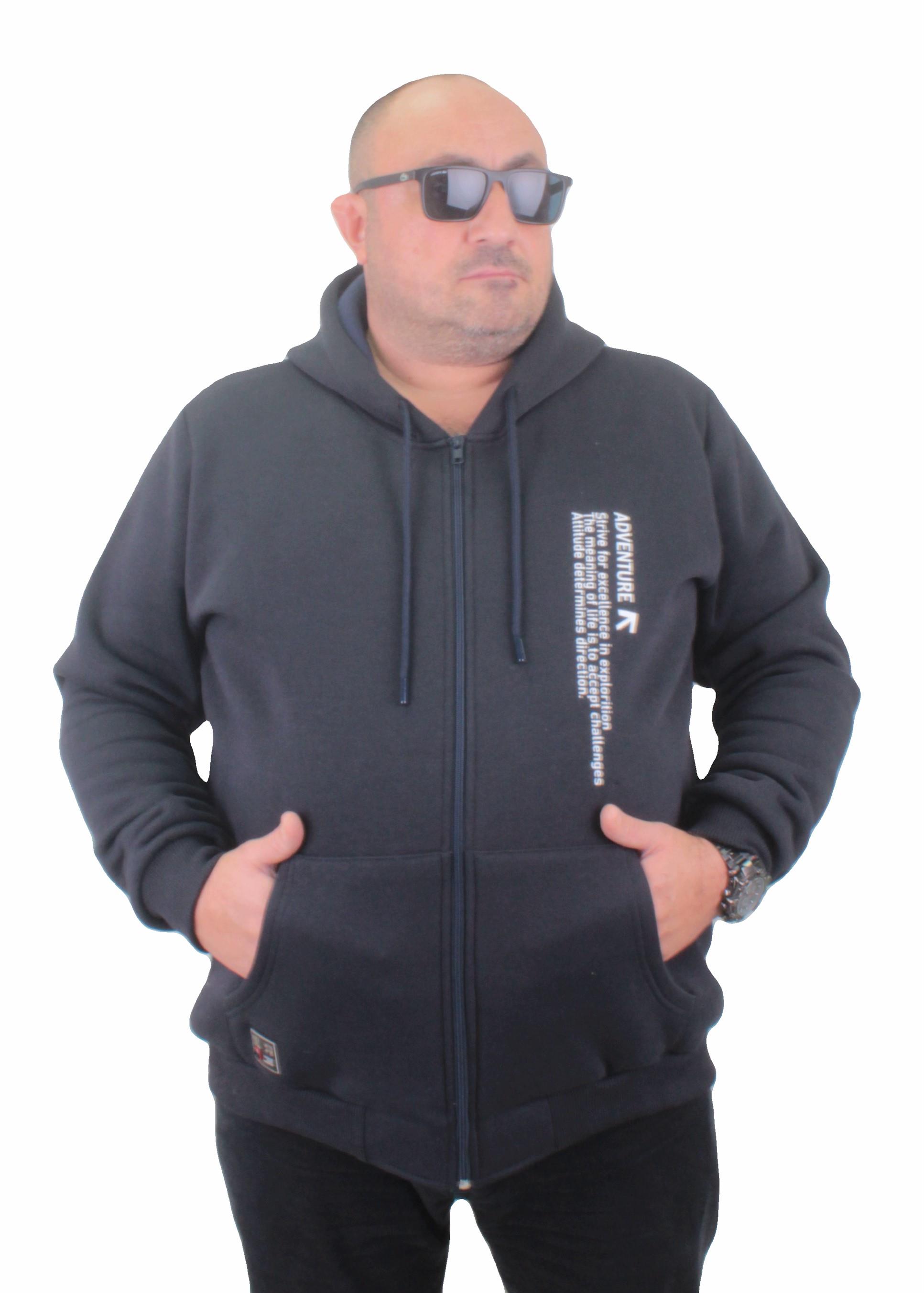 MocGrande Fermuarlı Kapuşonlu Büyük Beden Sweat Adventure 23220 LACIVERT