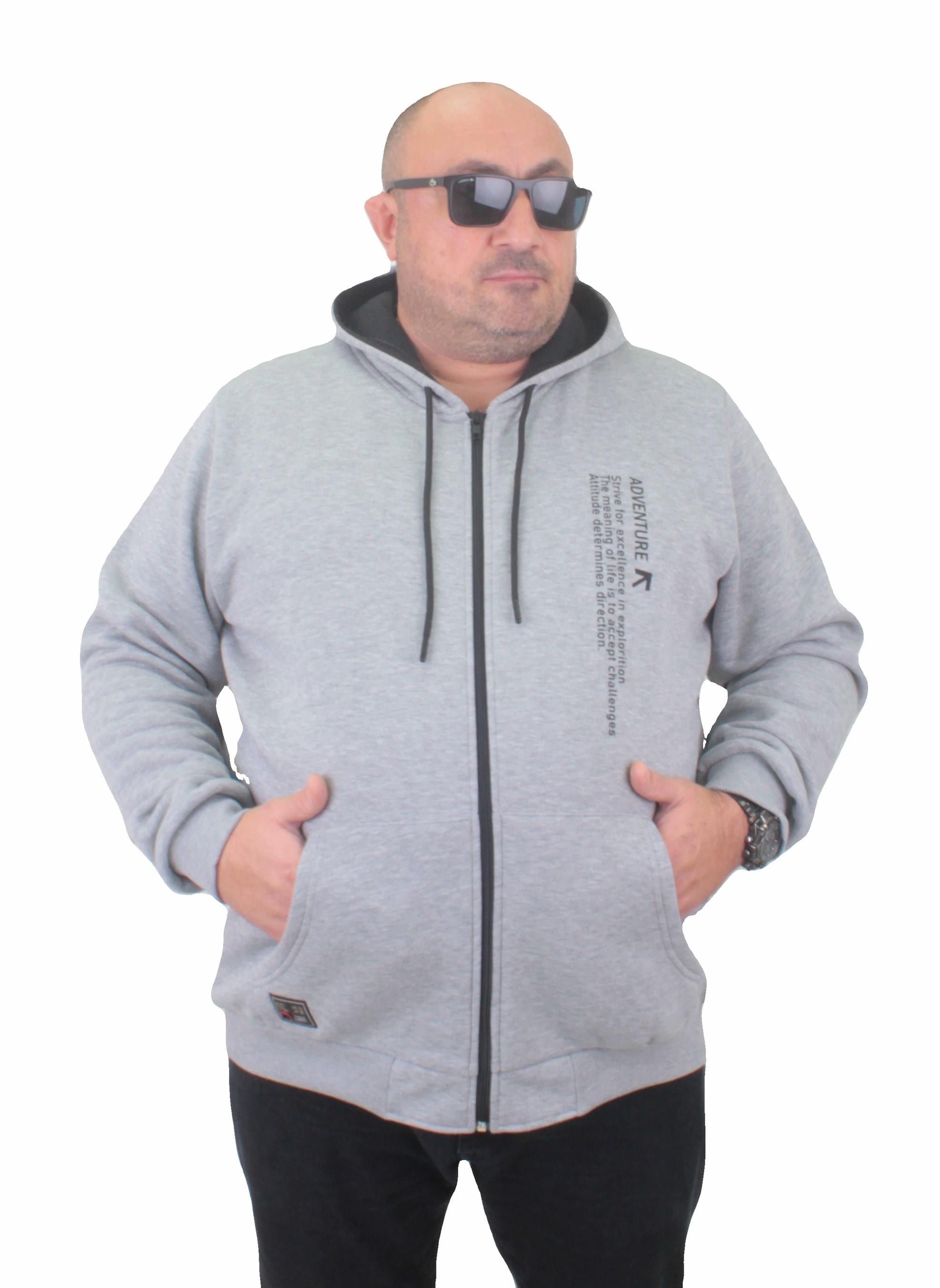 MocGrande Fermuarlı Kapuşonlu Büyük Beden Sweat Adventure 23220 GRI MELANJ