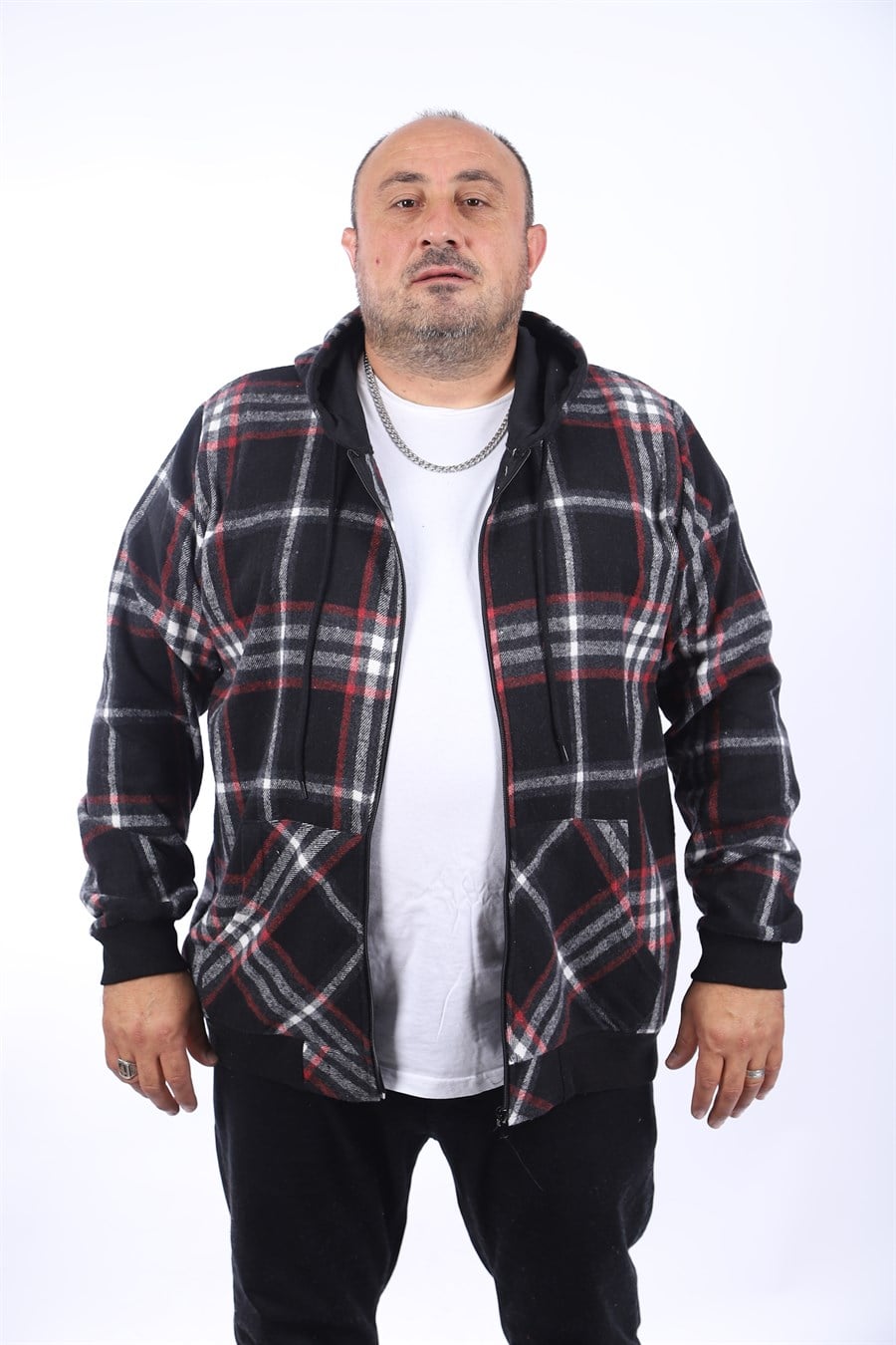 MocGrande Kangaroo Pocket Oduncu Sweat-Gömlek Stripe 22209