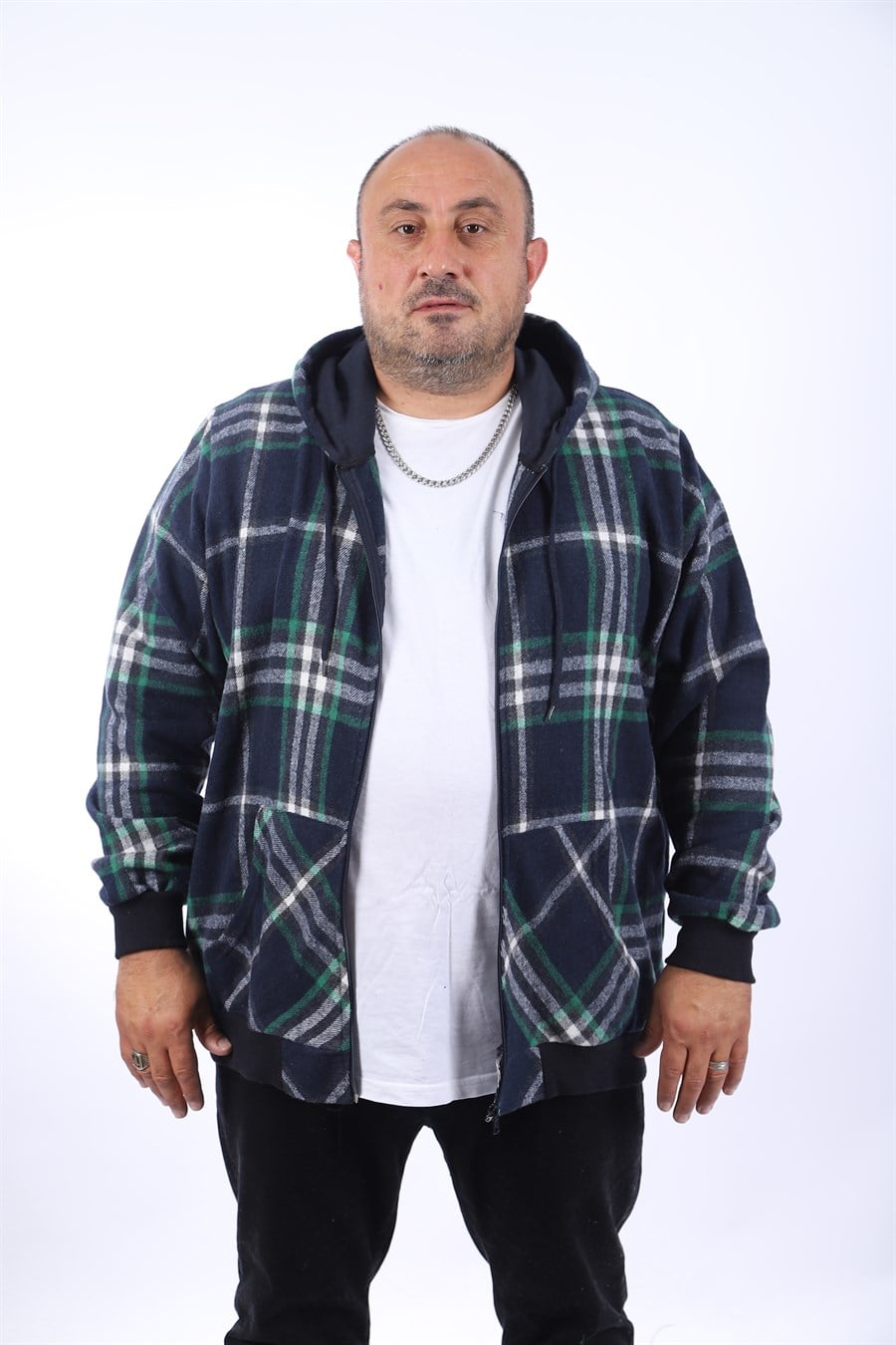 MocGrande Kangaroo Pocket Oduncu Sweat-Gömlek Stripe 22209