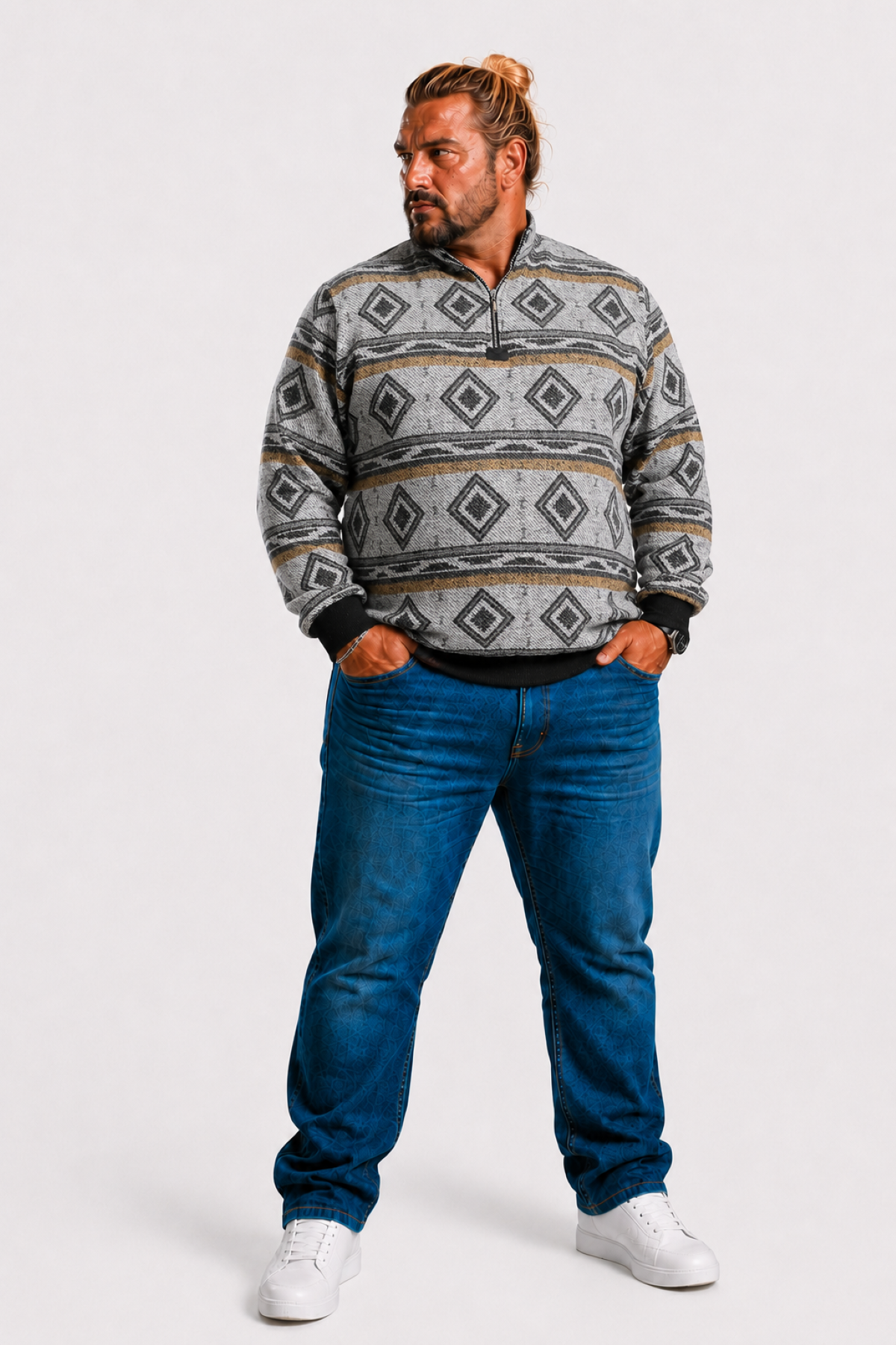 MocGrande Sweatshirt Oduncu Polo Yaka Fermuarlı 22220 HAKI
