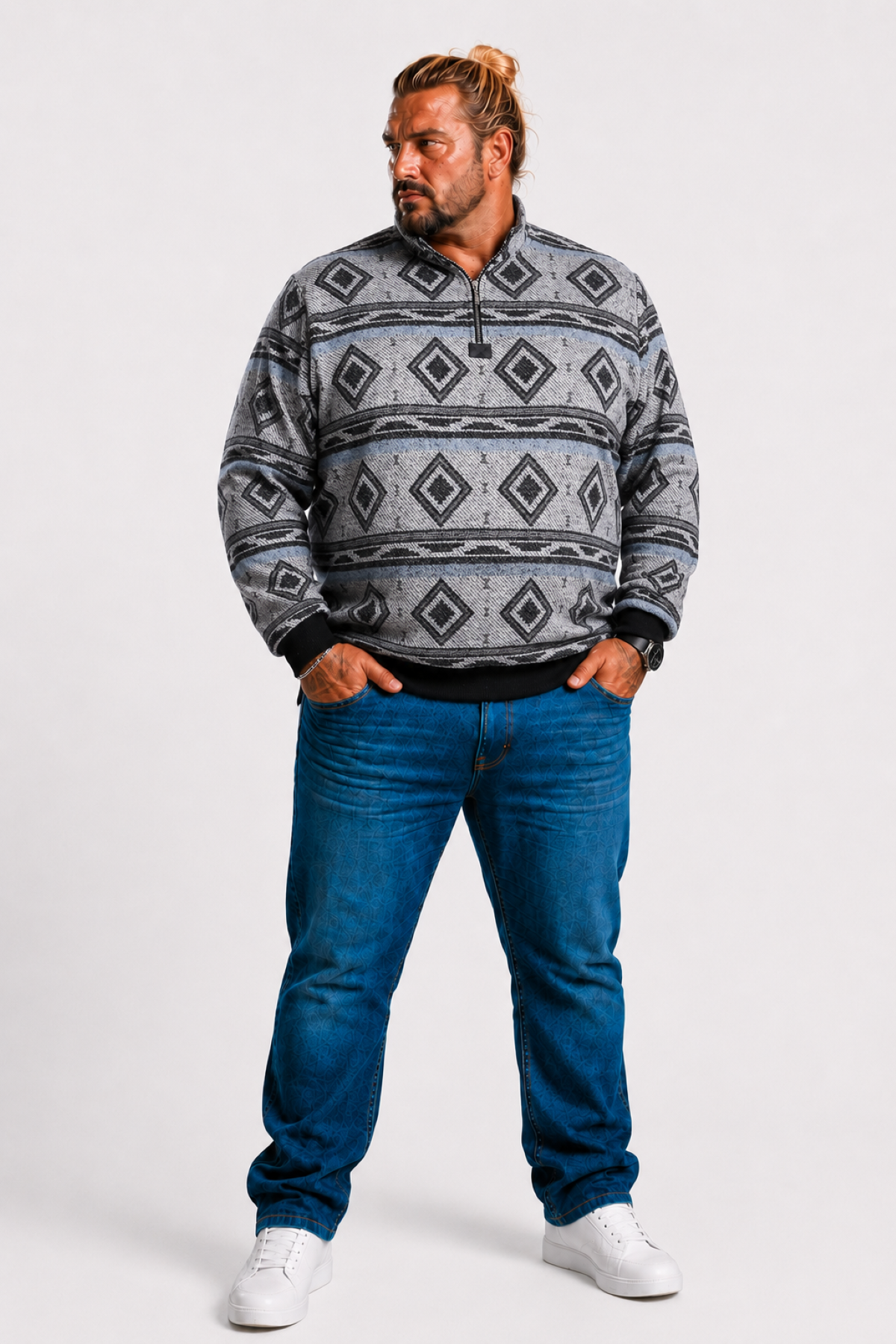 MocGrande Sweatshirt Oduncu Polo Yaka Fermuarlı 22220 SIYAH