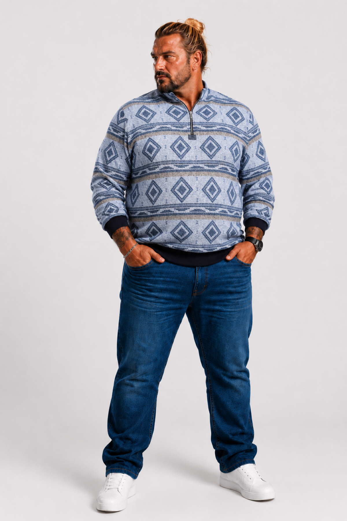 MocGrande Sweatshirt Oduncu Polo Yaka Fermuarlı 22220 LACIVERT