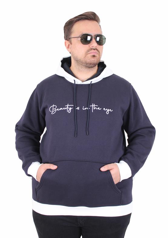 MocGrande Büyük Beden Kapüşonlu 3ip Sweat Beauty 25714 LACIVERT