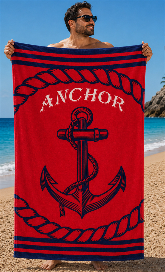 Mocgrande Plaj Havlusu 75 X 150 Crimson Anchor 42104 KIRMIZI