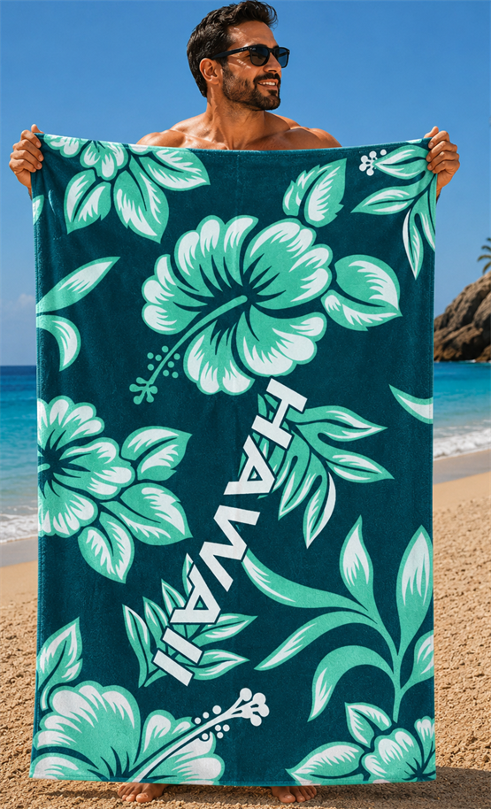 Mocgrande Plaj Havlusu 75 X 150 Hawaii Hibiscus 42105 SU YEŞİLİ