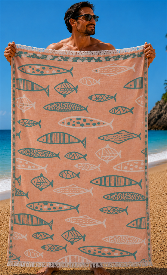 Mocgrande Plaj Havlusu 90 X 180 Terracotta Fish 42157 TURUNCU