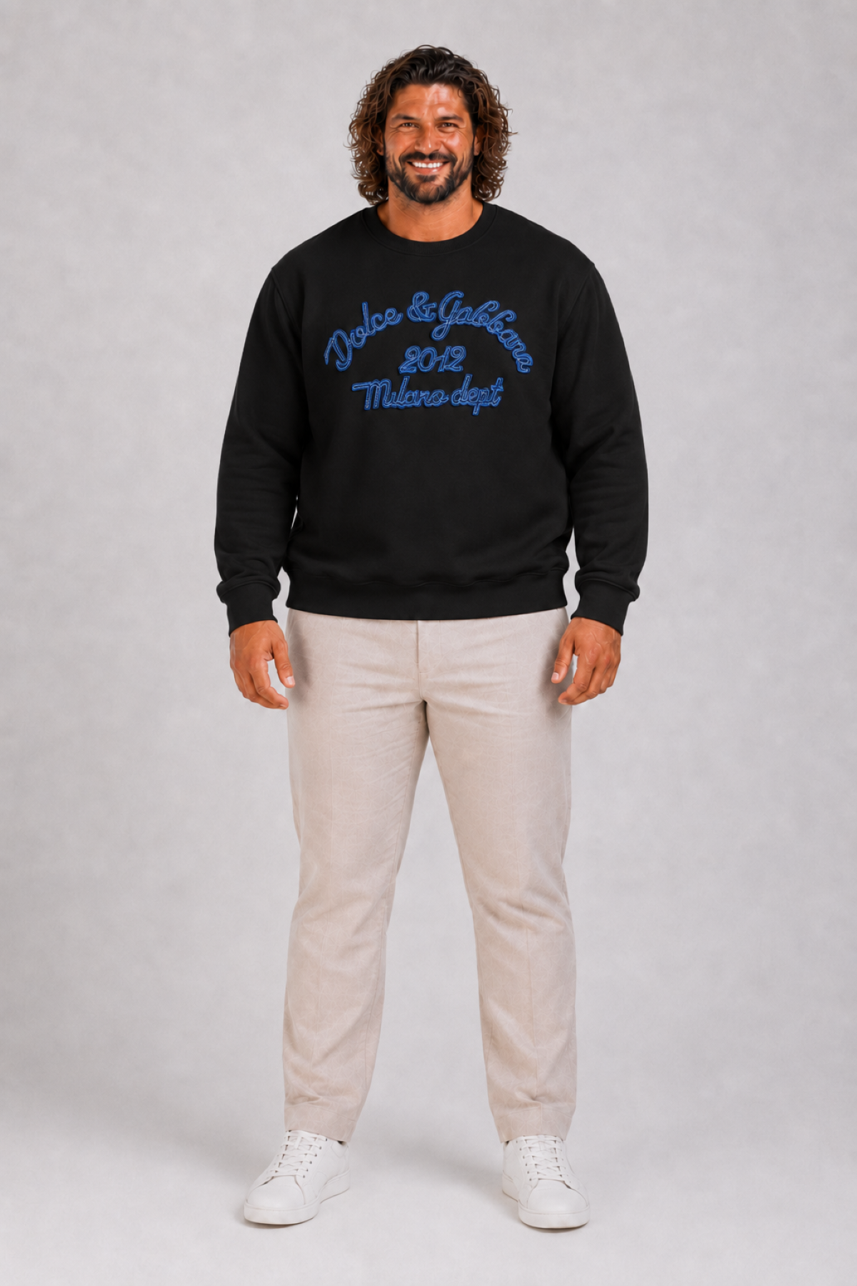 Erkek Büyük Beden Bisiklet Yaka Sweatshirt D&G 25726 SIYAH