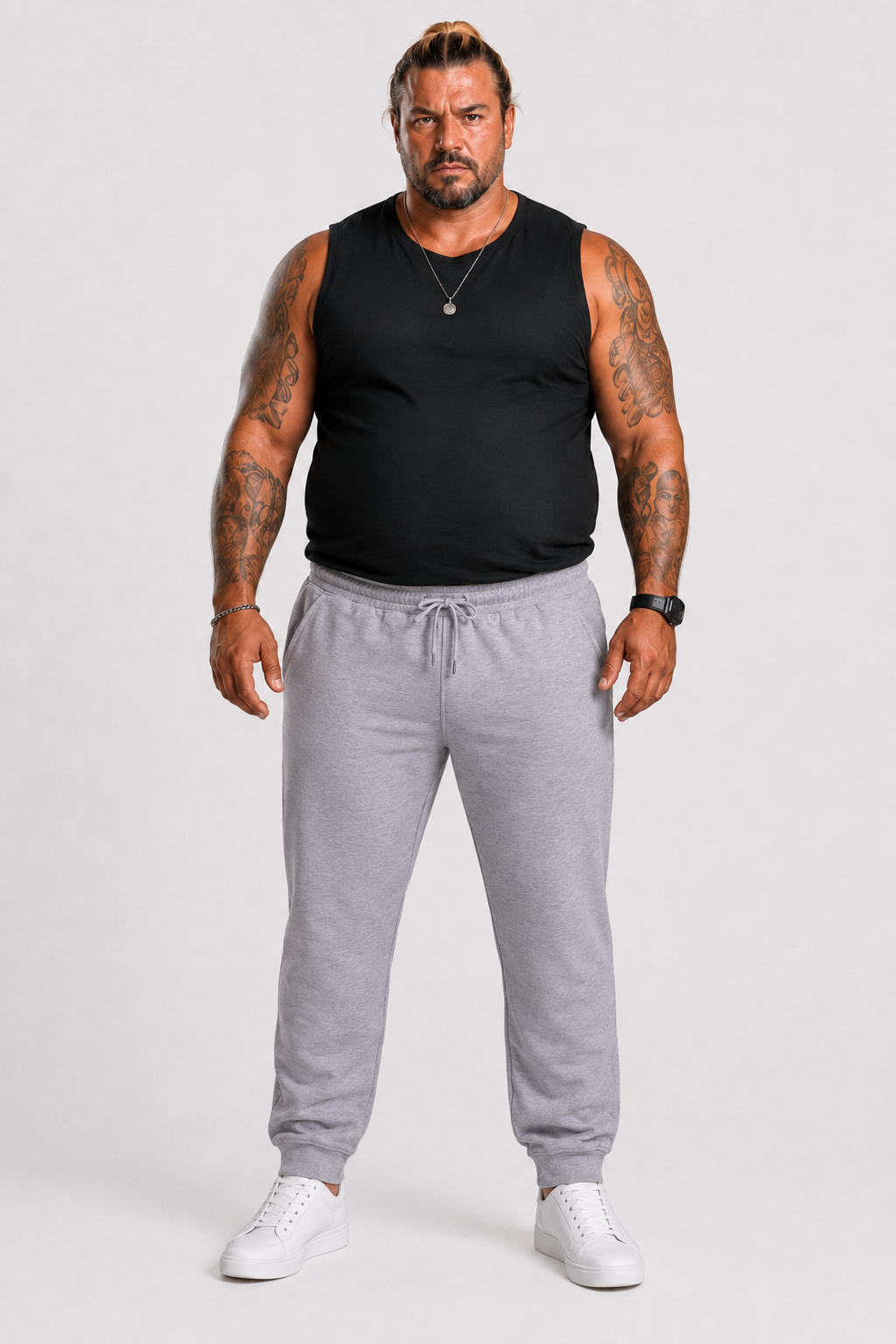 Mocgrande Büyük Beden Basic Eşofman Altı Full Lycra 11516 GRI MELANJ