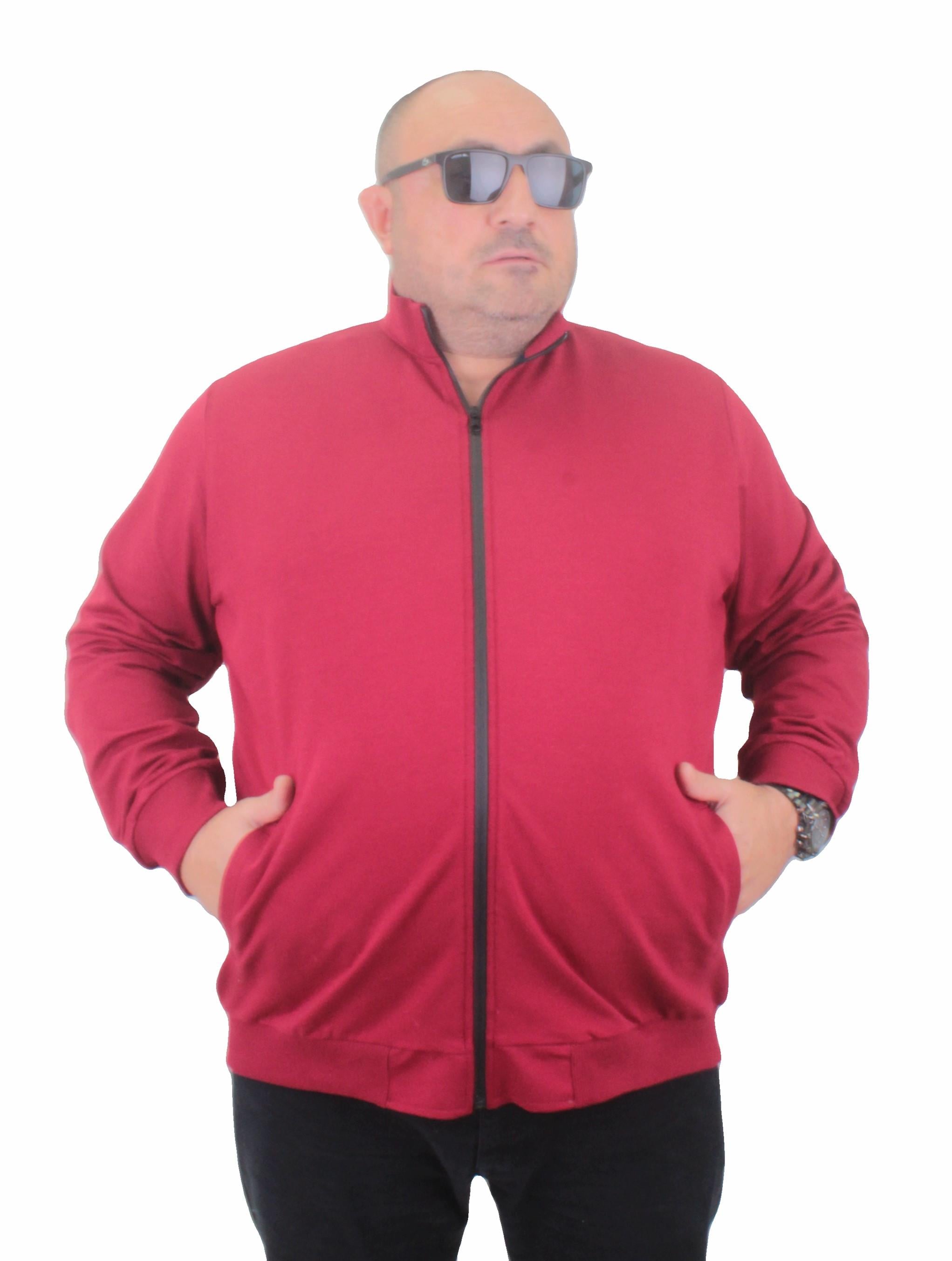 Mocgrande Büyük Beden Basic Mevsimlik Fermuarlı Sweatshirt 22750 BORDO