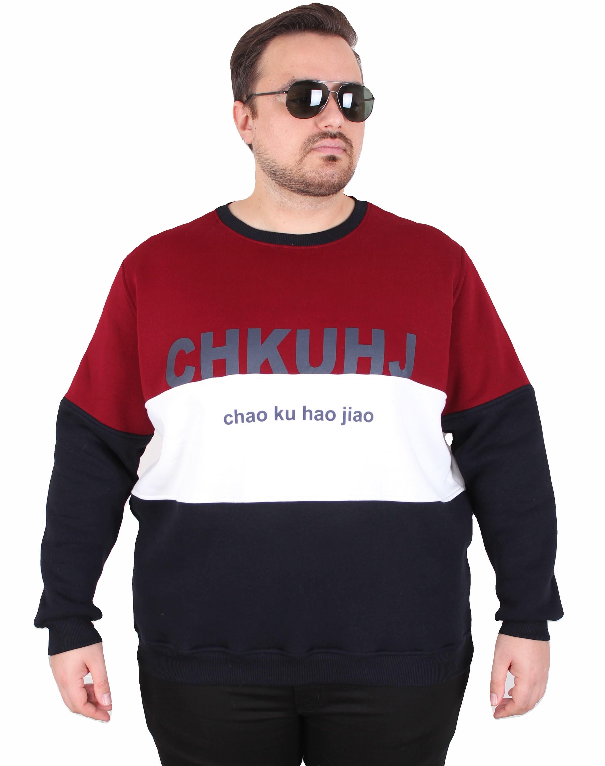 Mocgrande Büyük Beden Bisiklet Yaka 3ip Sweat Chao Ku 25721 MURDUM