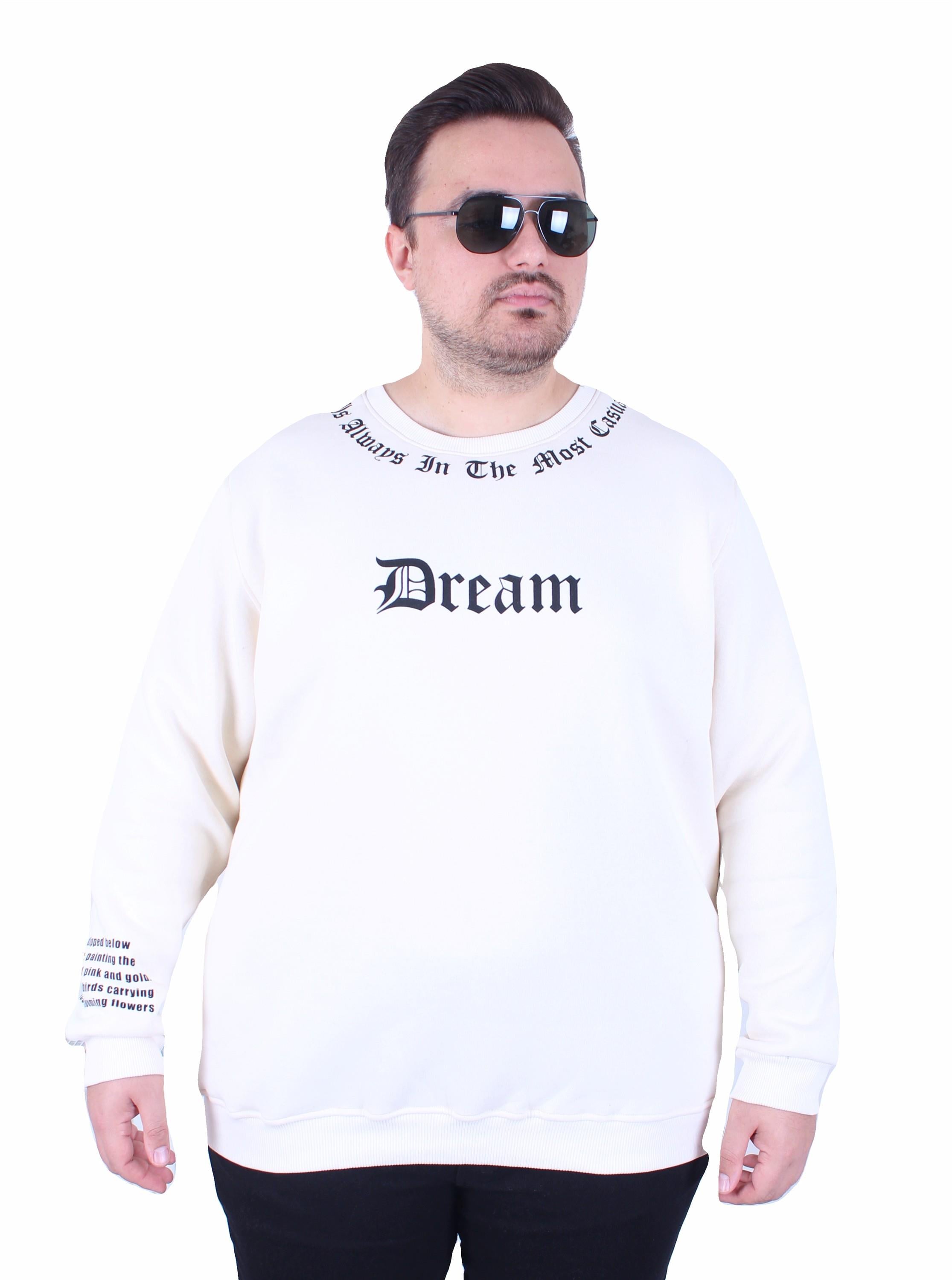 Mocgrande Büyük Beden Bisiklet Yaka 3ip Sweat Dream 25715 BEJ