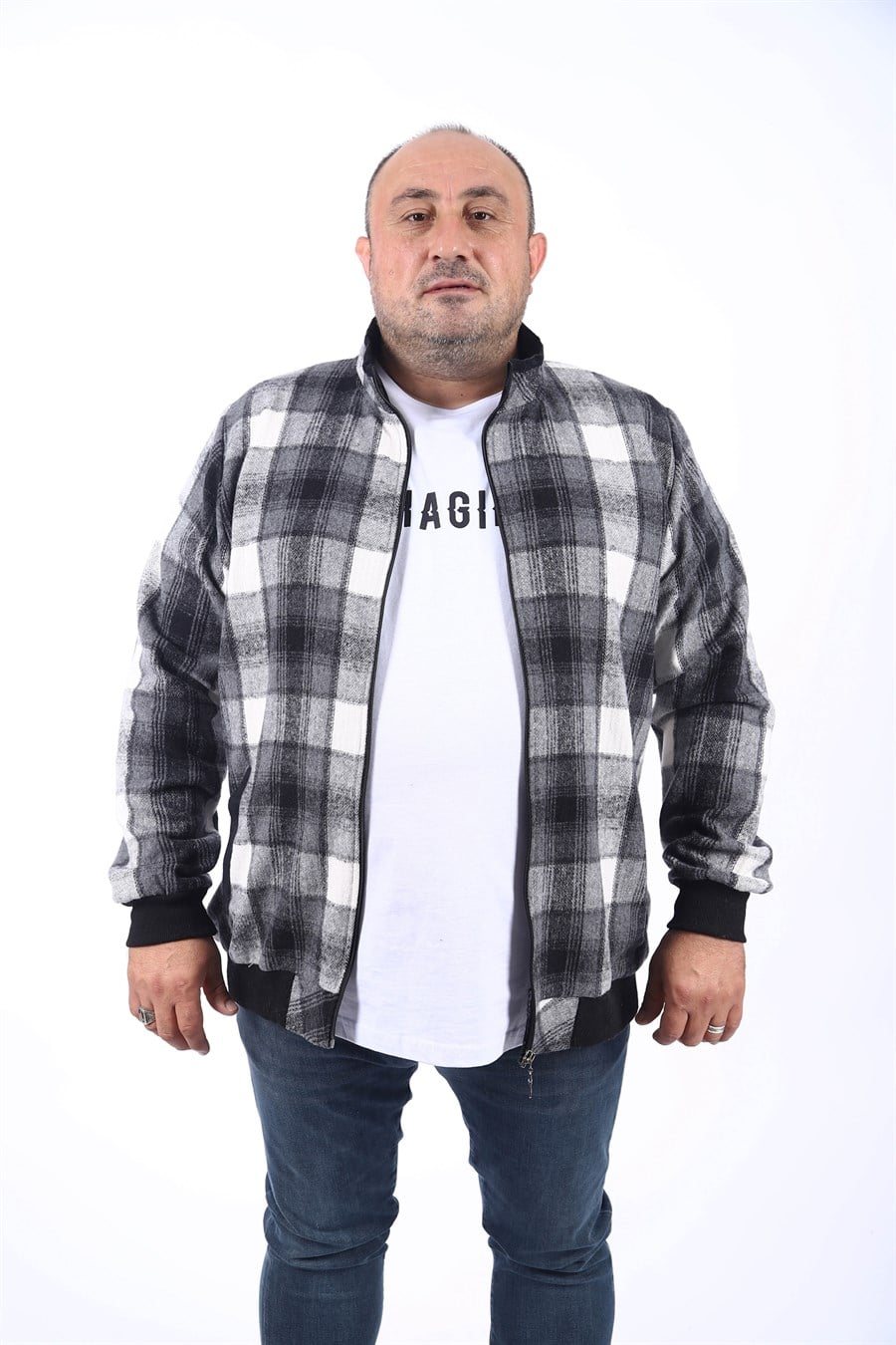 MocGrande Büyük Beden Dik Yaka Sweat Oduncu 22219