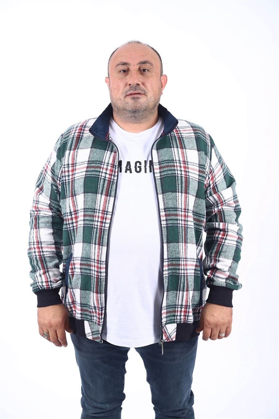 MocGrande Büyük Beden Dik Yaka Sweat Oduncu 22219