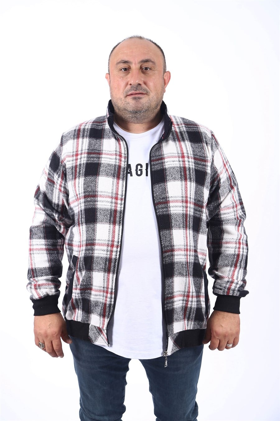 MocGrande Büyük Beden Dik Yaka Sweat Oduncu 22219