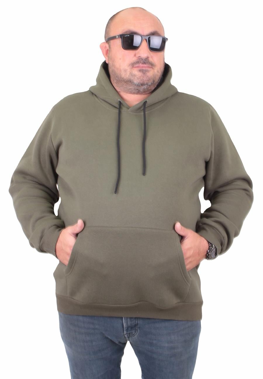 MocGrande Büyük Beden Erkek Basic Sweat Kapüşonlu 11700 HAKI