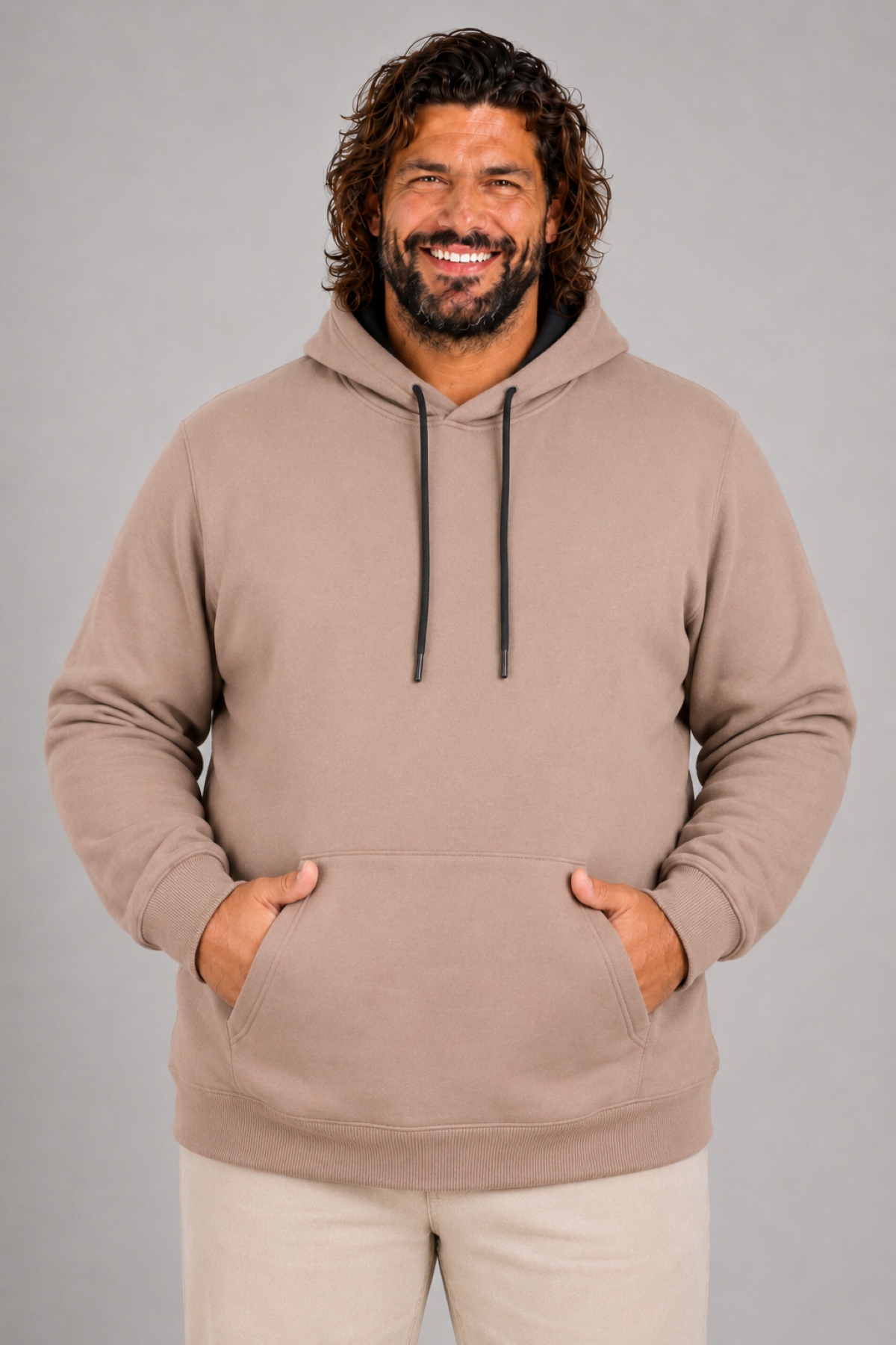 MocGrande Büyük Beden Erkek Basic Sweat Kapüşonlu 11700 S.KAHVE