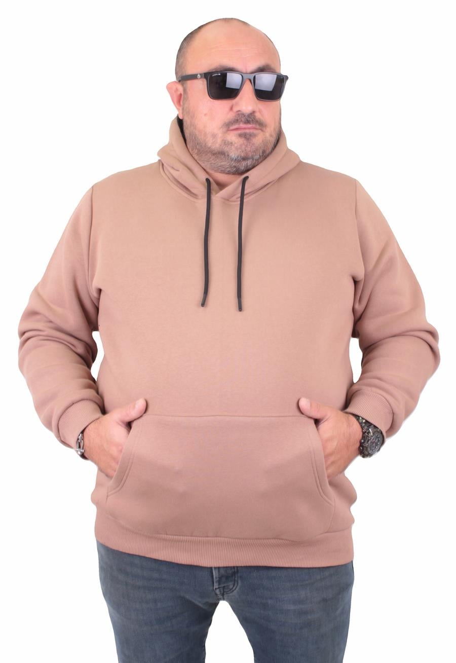 MocGrande Büyük Beden Erkek Basic Sweat Kapüşonlu 11700 S.KAHVE