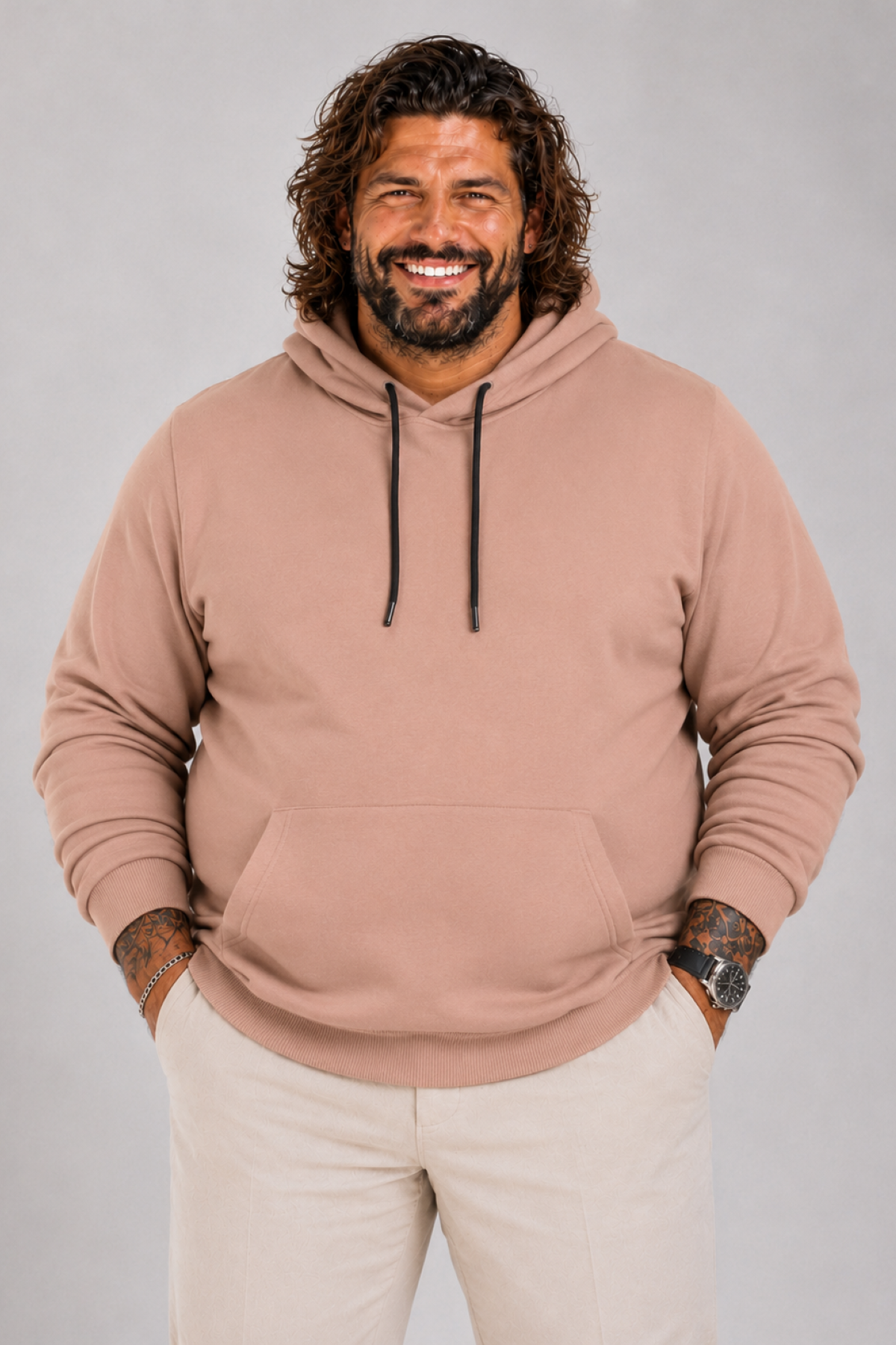 MocGrande Büyük Beden Erkek Basic Sweat Kapüşonlu 11700 S.KAHVE