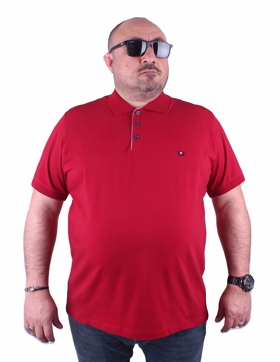 Mocgrande Büyük Beden Erkek Polo Tişört Klasik 23403 BORDO