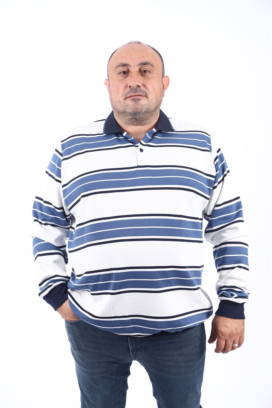 MocGrande Büyük Beden Erkek Polo Yaka Selanik Sweatshirt 22405