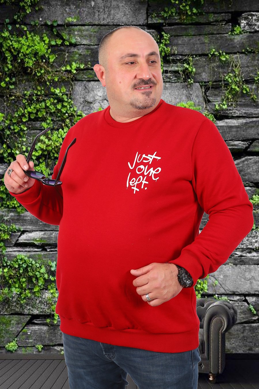 Mocgrande Büyük Beden Erkek Sweat Just 22733 KIRMIZI
