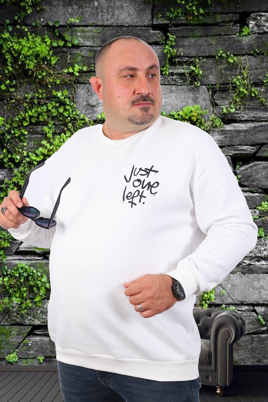 Mocgrande Büyük Beden Erkek Sweat Just 22733 EKRU