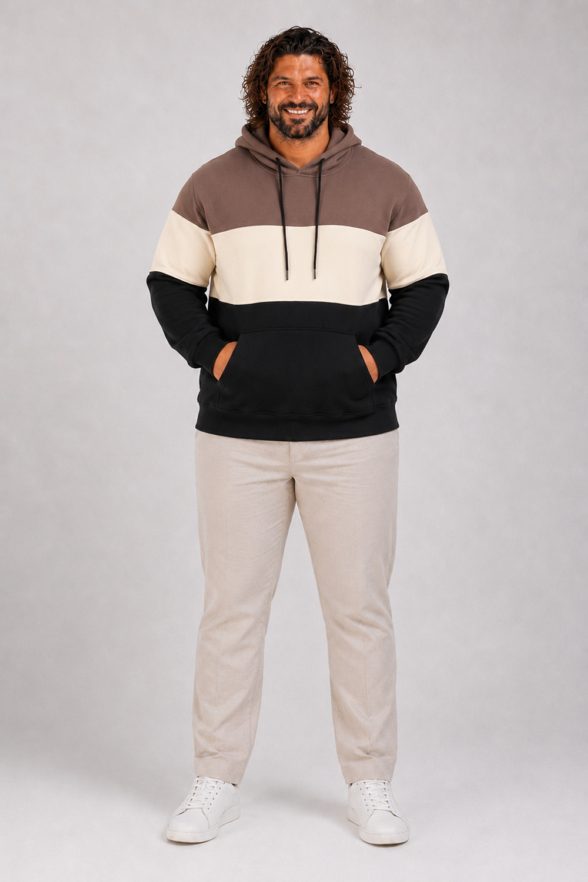 Mocgrande Büyük Beden Kapüşonlu 3ip Sweat MG 25725 Vizon
