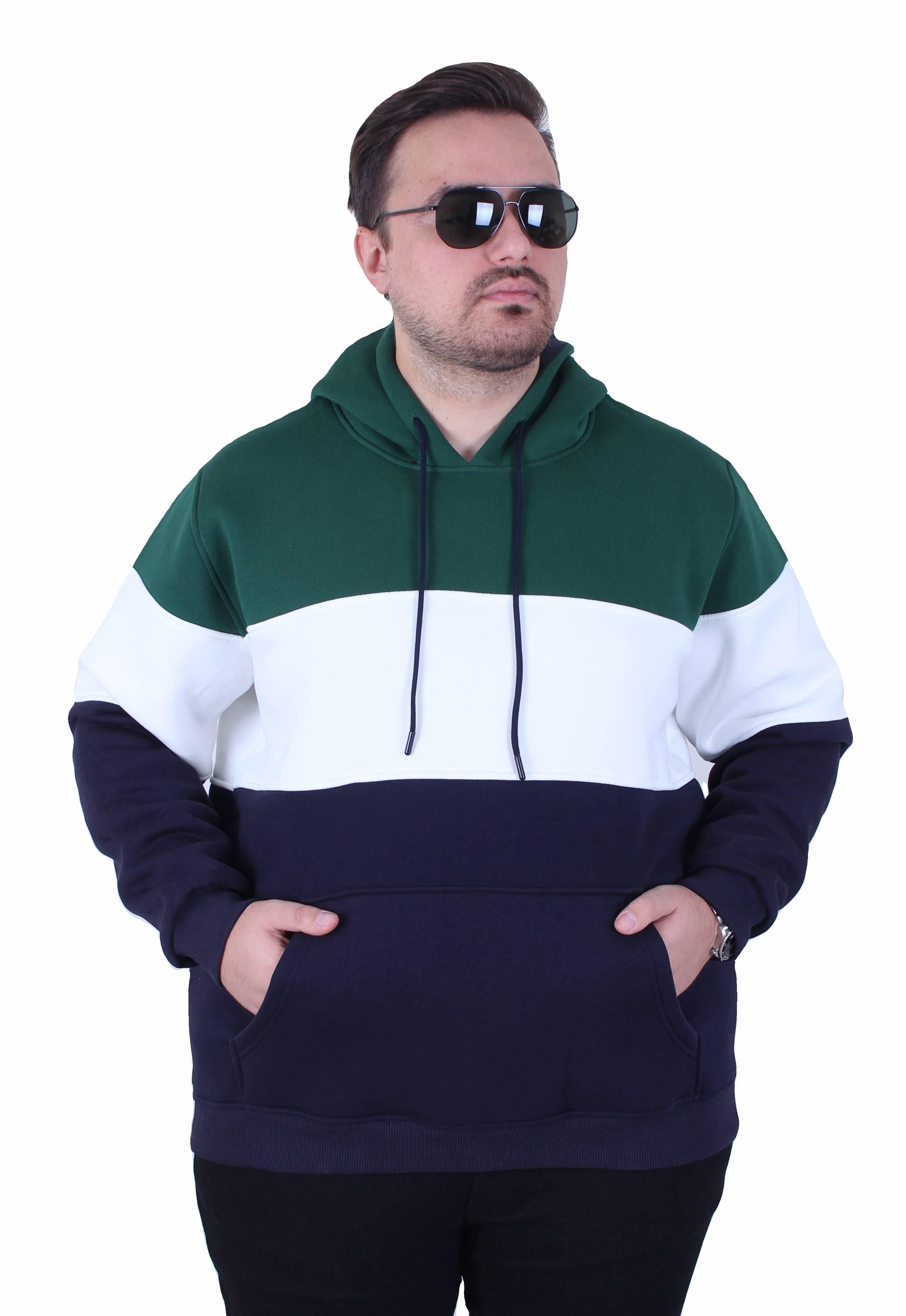 Mocgrande Büyük Beden Kapüşonlu 3ip Sweat MG 25725 NEFTI
