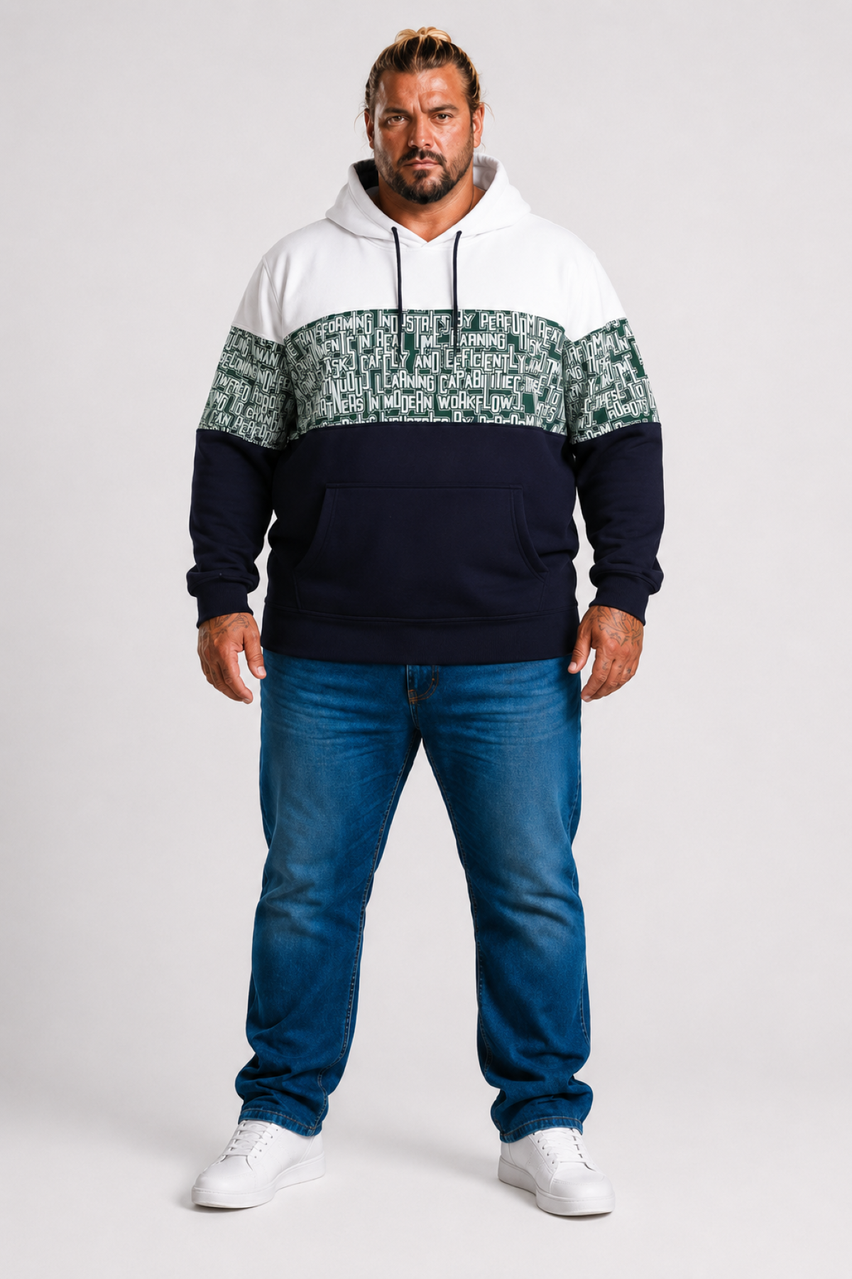 MocGrande Büyük Beden Kapüşonlu 3ip Sweat Transforming 25713 EKRU