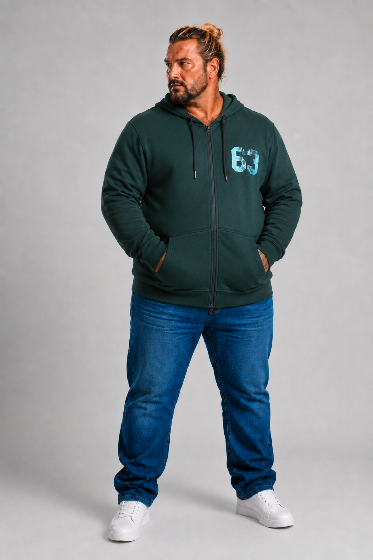 MocGrande Büyük Beden Kapüşonlu Sweat Double Face Sixty Three 25704 NEFTI