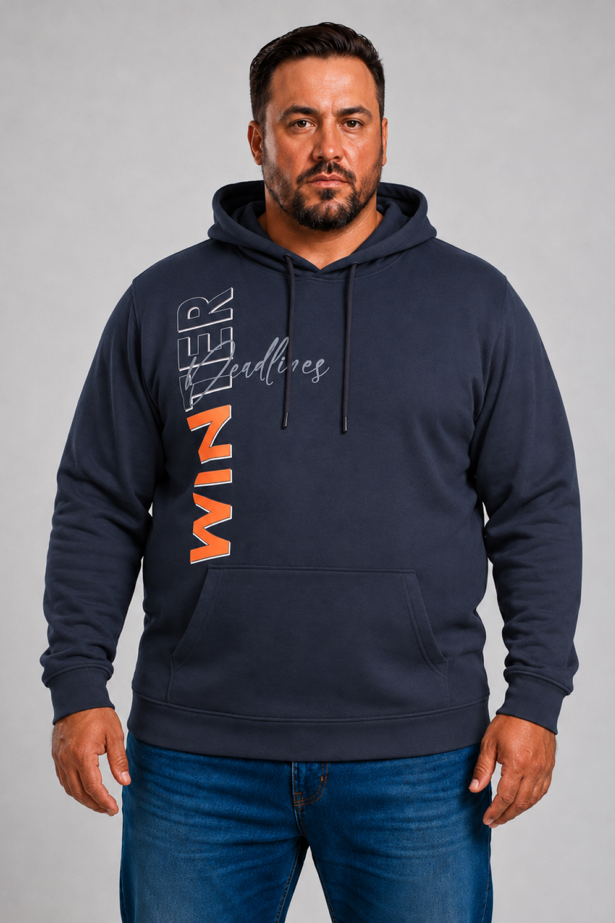 MocGrande Büyük Beden Kapüşonlu Sweat Double Face Winter 25700 LACIVERT