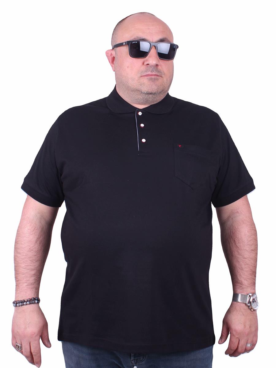 Mocgrande Büyük Beden Likralı Klasik Cepli Polo Tişört 11501 SIYAH