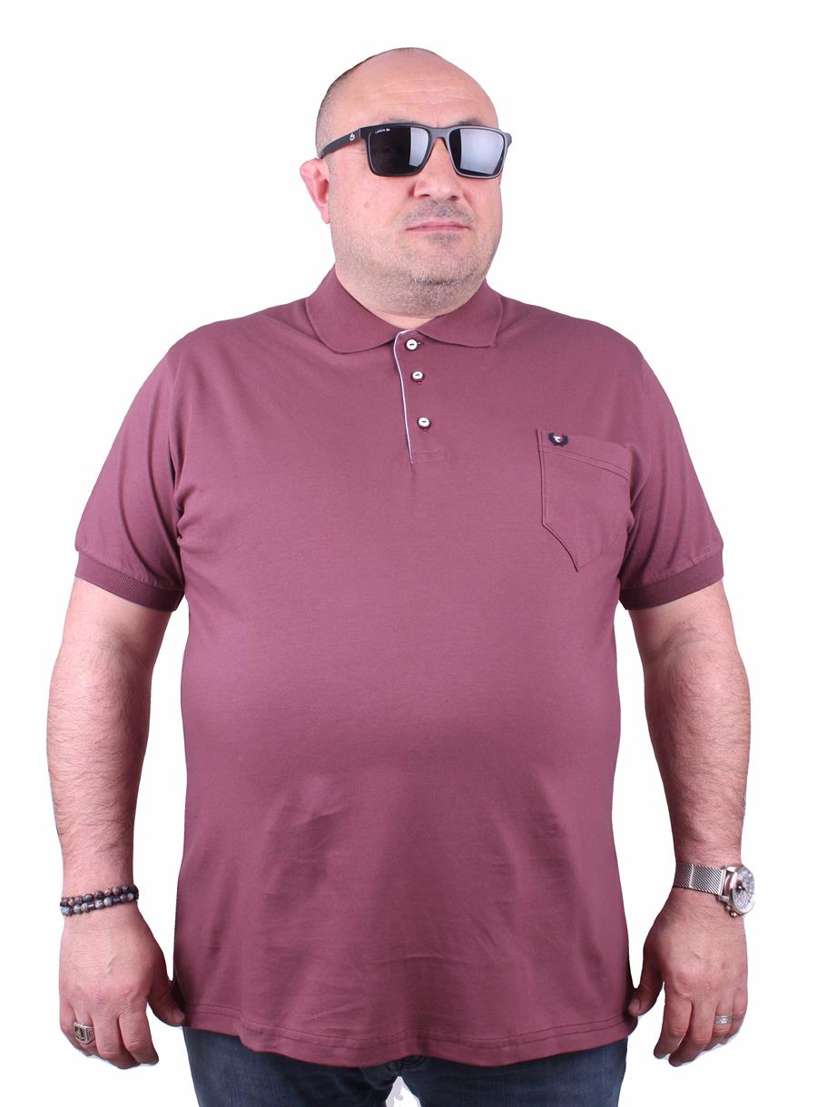 Mocgrande Büyük Beden Likralı Klasik Cepli Polo Tişört 11501 Eflatun