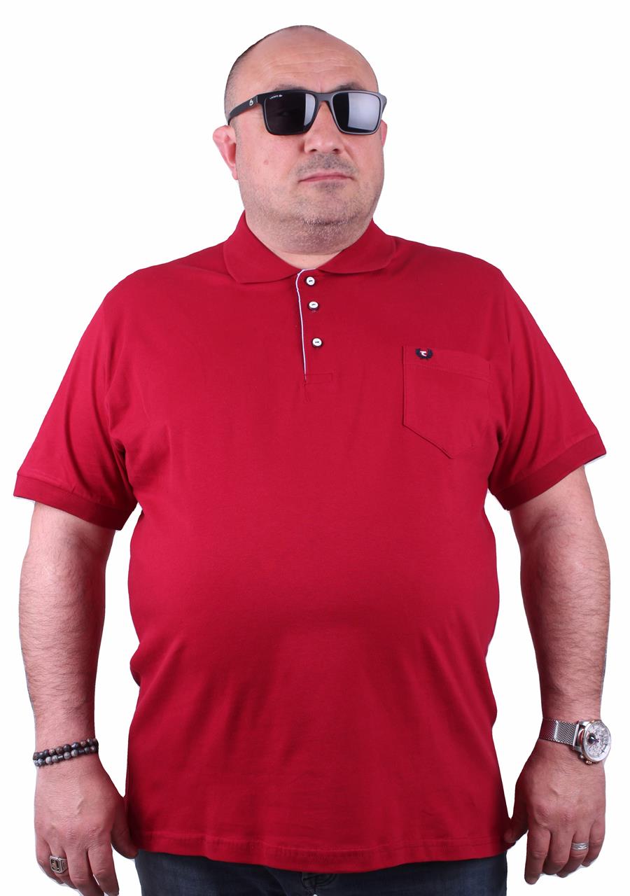 Mocgrande Büyük Beden Likralı Klasik Cepli Polo Tişört 11501 BORDO