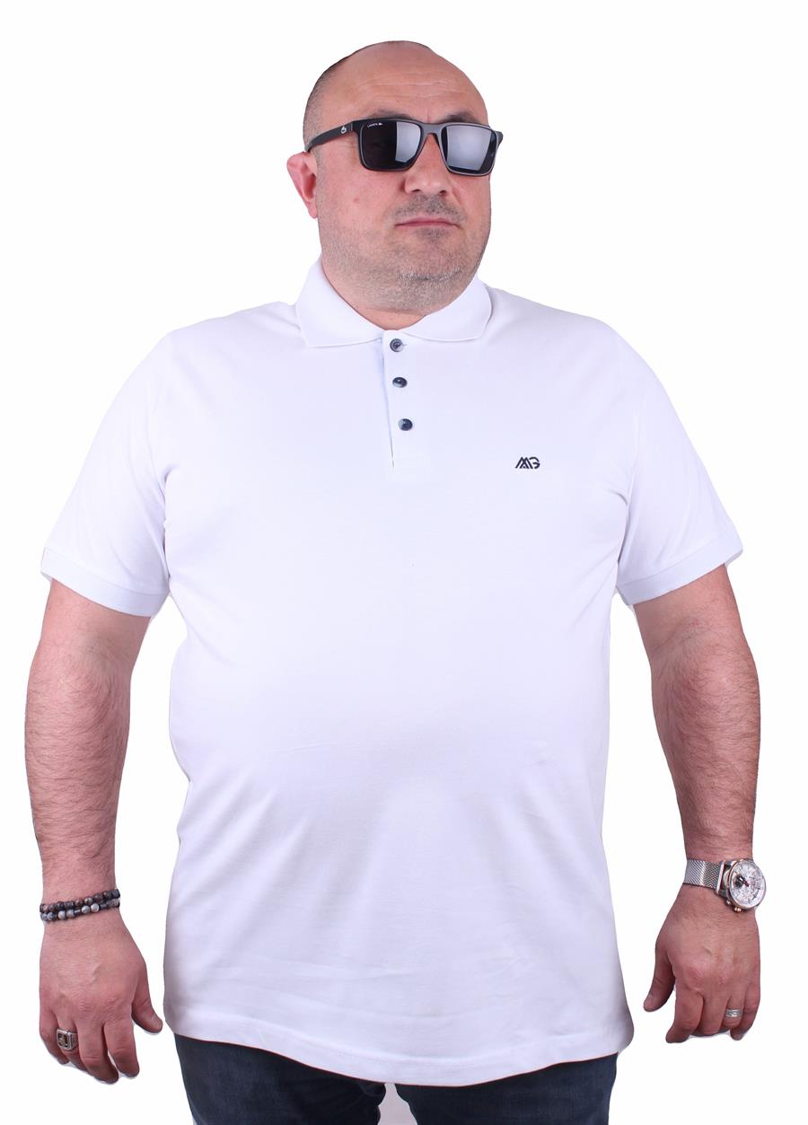 Mocgrande Büyük Beden Likralı Klasik Polo Tişört 11500 BEYAZ