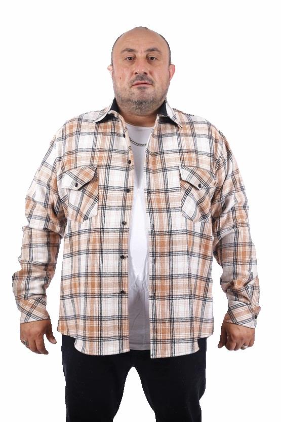 MocGrande Büyük Beden Oduncu Gömlek Sportsman 22215 KAHVERENGİ
