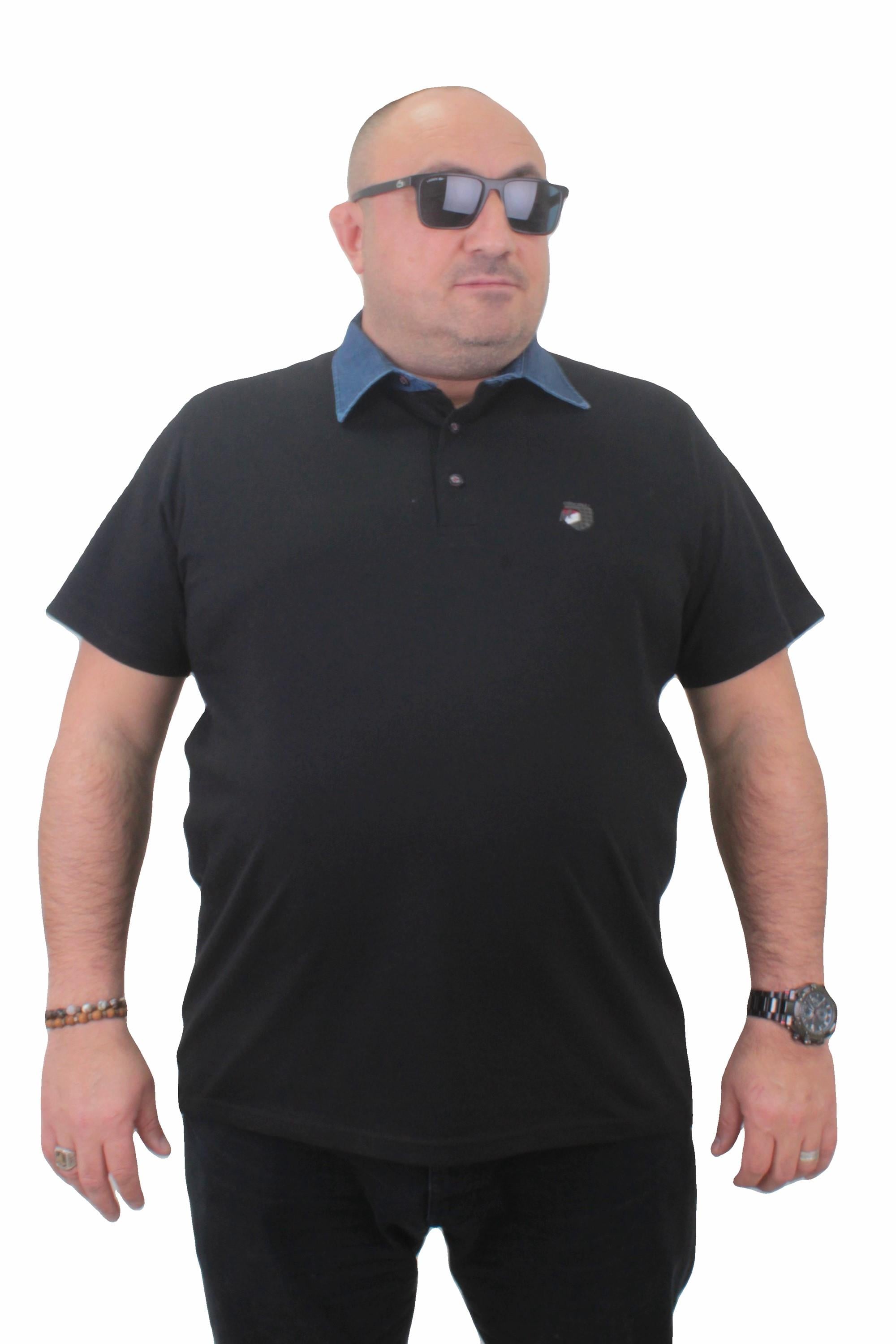 Mocgrande Büyük Beden Polo Kot Yaka Tişört 23420 SIYAH