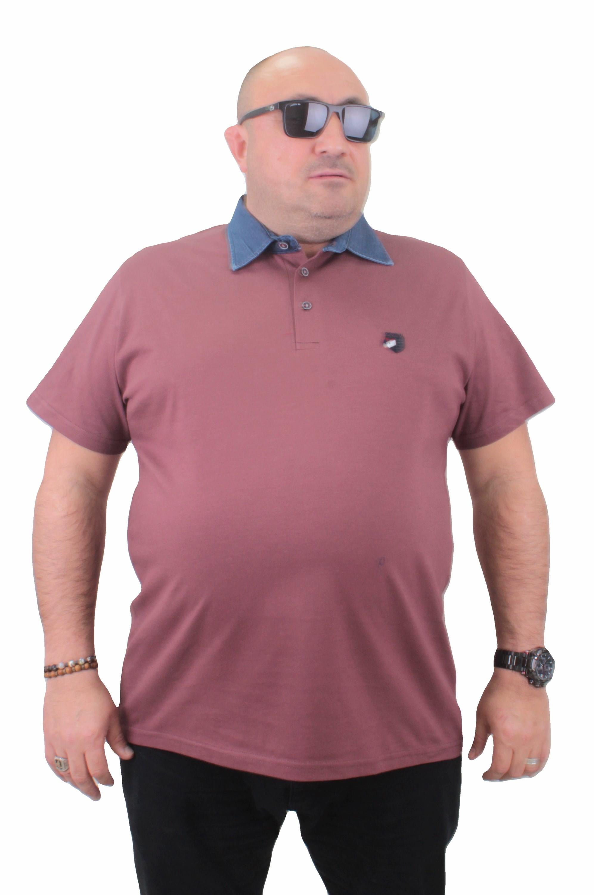 Mocgrande Büyük Beden Polo Kot Yaka Tişört 23420 Eflatun