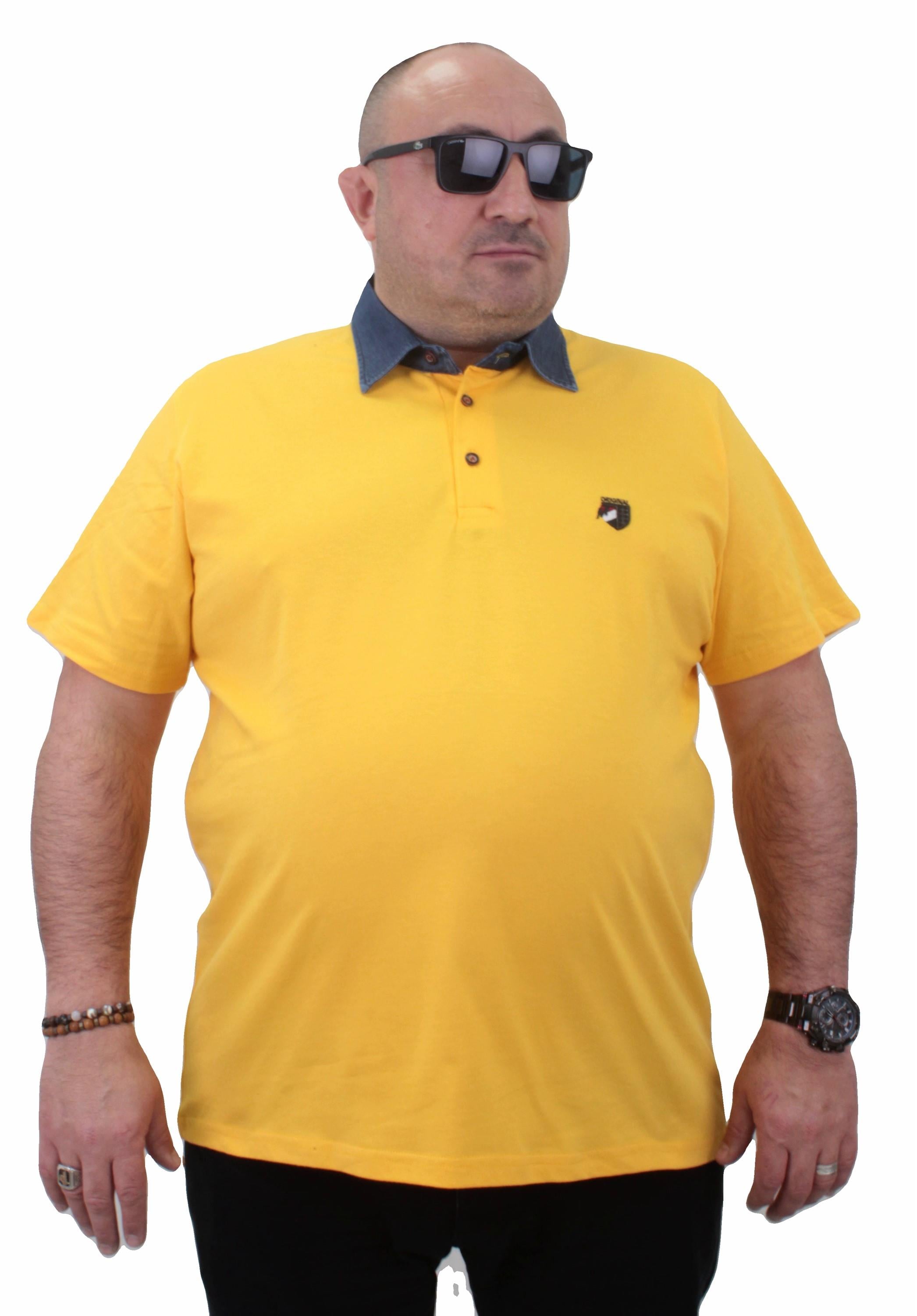 Mocgrande Büyük Beden Polo Kot Yaka Tişört 23420 SARI