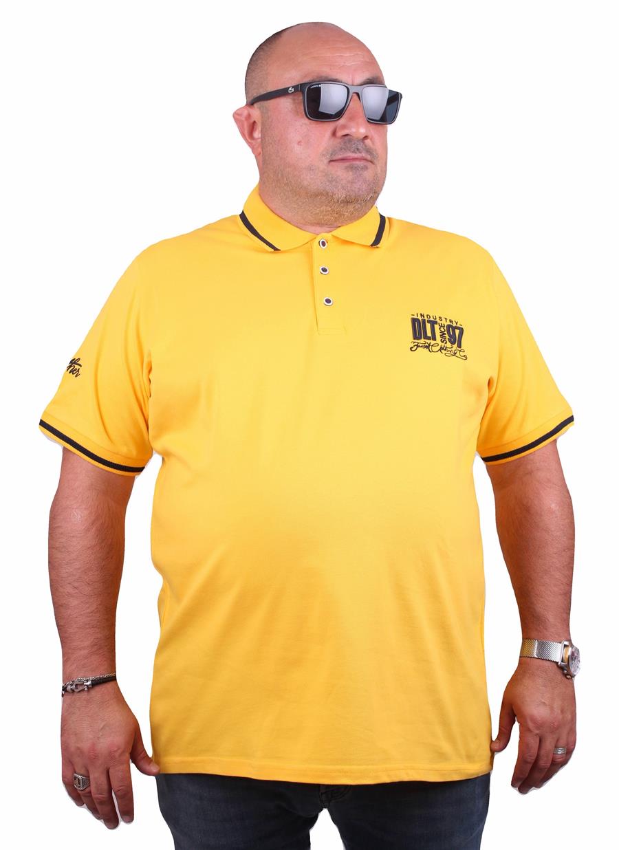 Mocgrande Büyük Beden Polo Yaka Tişört Ninety Seven 23417 SARI