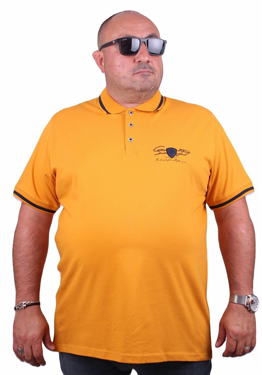 Mocgrande Büyük Beden Polo Yaka Tişört Casual 23419 HARDAL