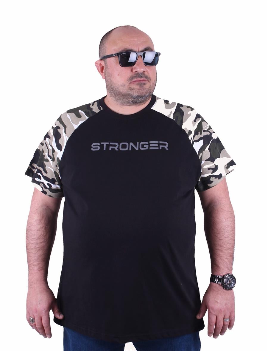 Mocgrande Büyük Beden Raglan Sleeve Camouflage Erkek Tişört 23146 HAKI