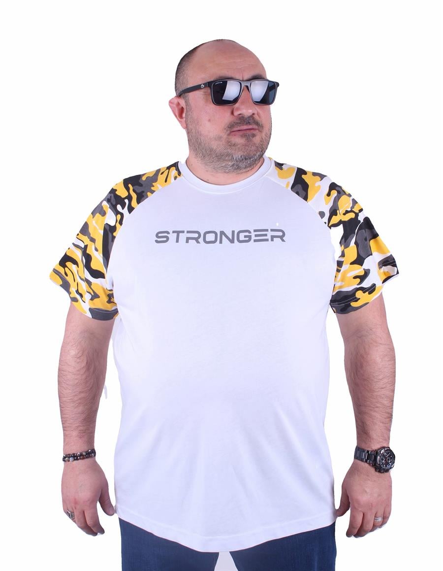 Mocgrande Büyük Beden Raglan Sleeve Camouflage Erkek Tişört 23146 HARDAL