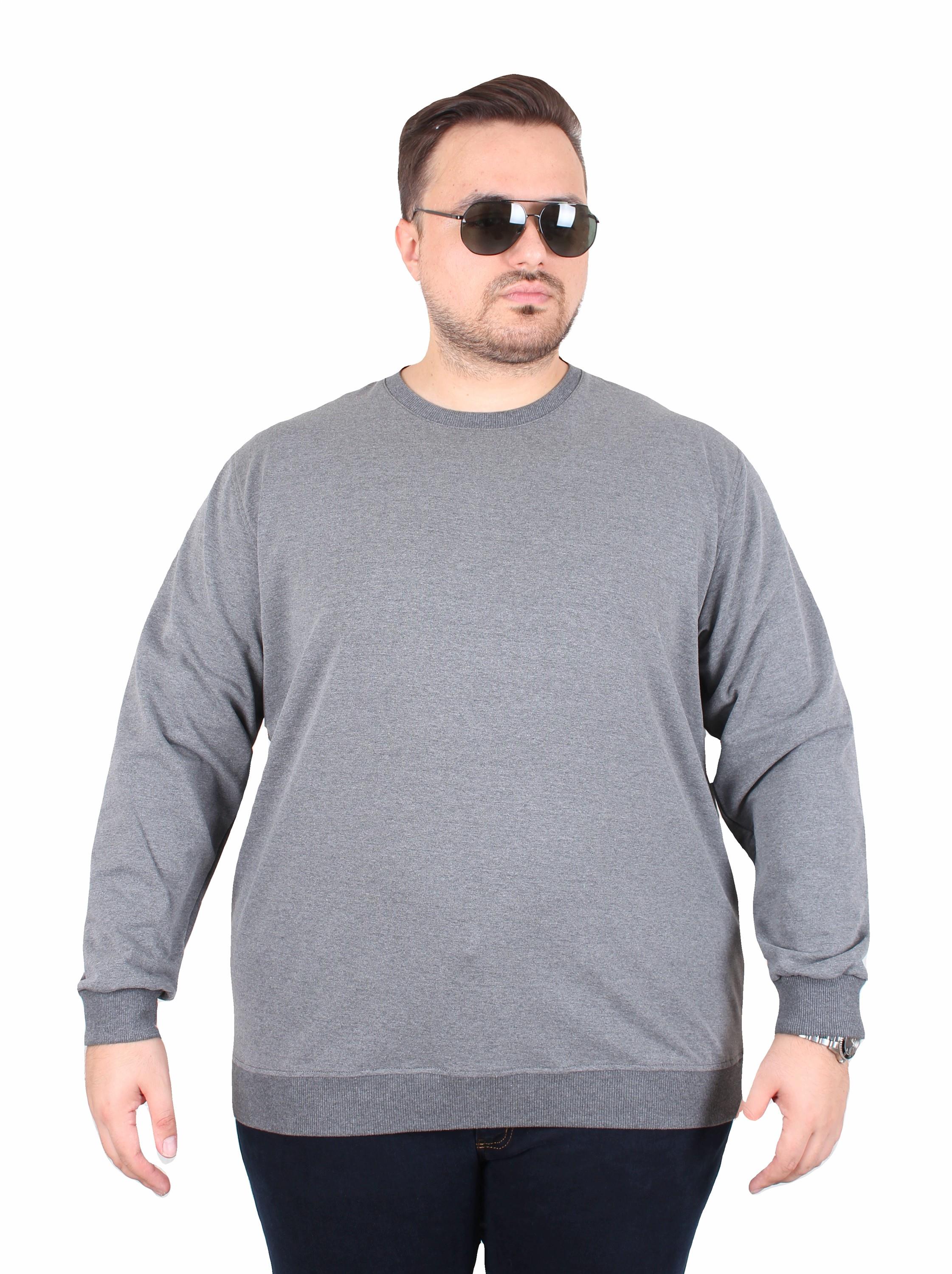 MocGrande Büyük Beden Sıfır Yaka Classic Sweat 23216 ANTRASIT