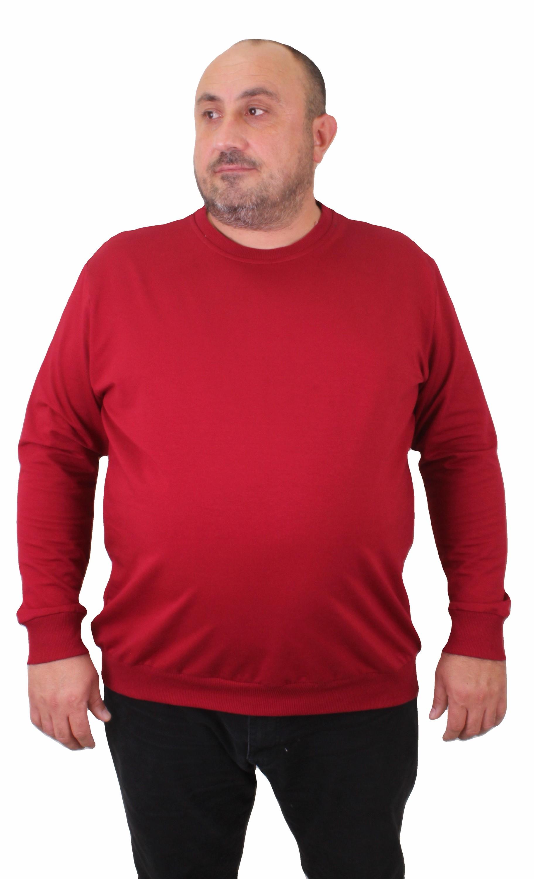MocGrande Büyük Beden Sıfır Yaka Classic Sweat 23216 BORDO